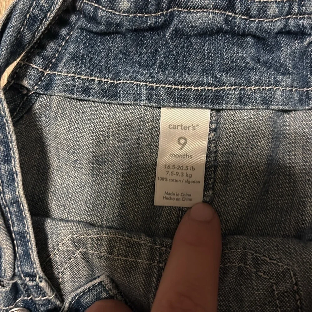 Vintage Carter's Blue Denim Overalls with Embroidered Design